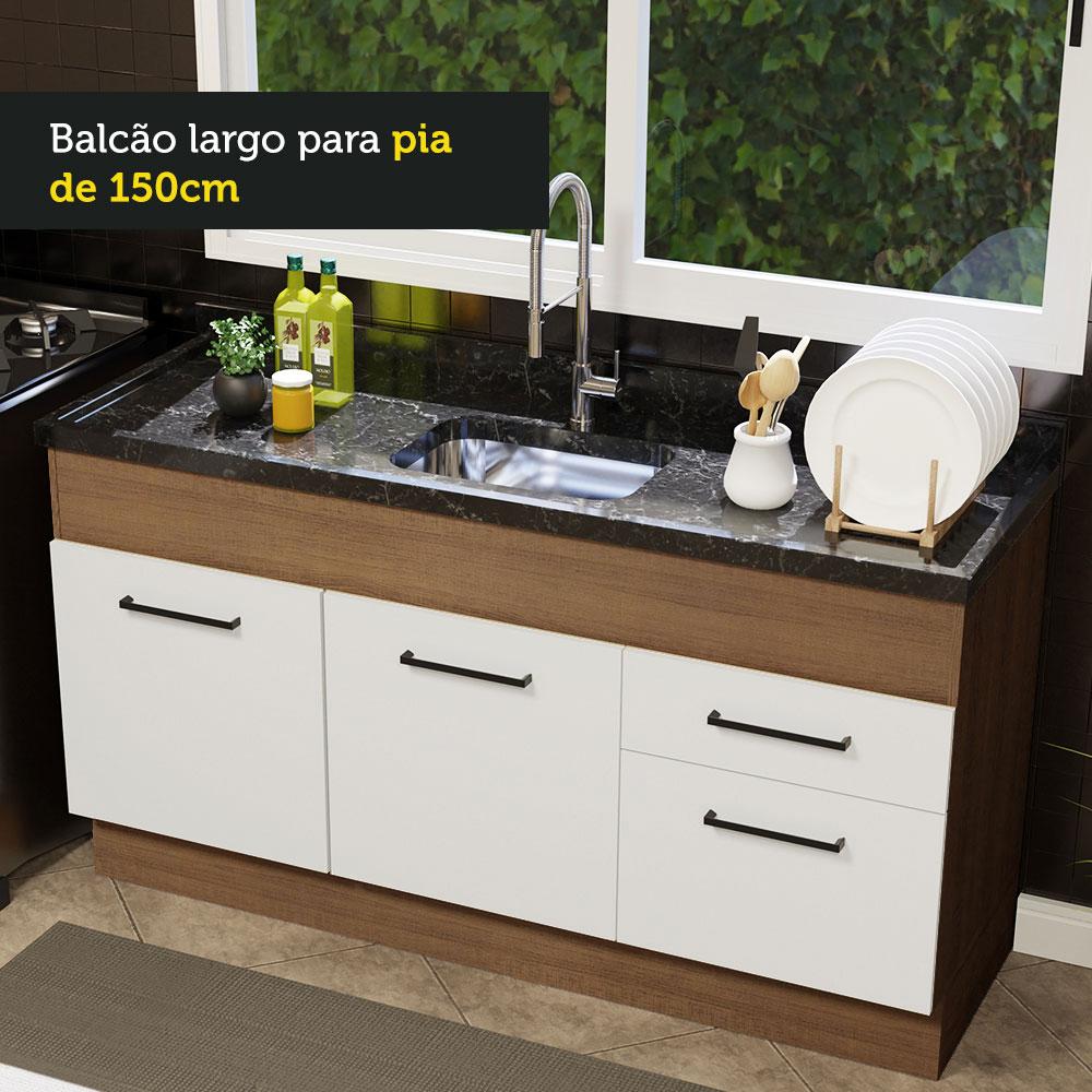 Foto 7 pulgar | Mueble de Cocina para Fregadero Madesa Agata 150 cm 2 Puertas y 2 Cajones Marrón