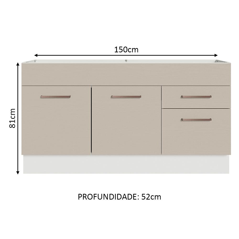 Foto 4 pulgar | Mueble de Cocina para Fregadero 150 cm 2 Puertas y 2 Cajones Madesa Agata  Blanco