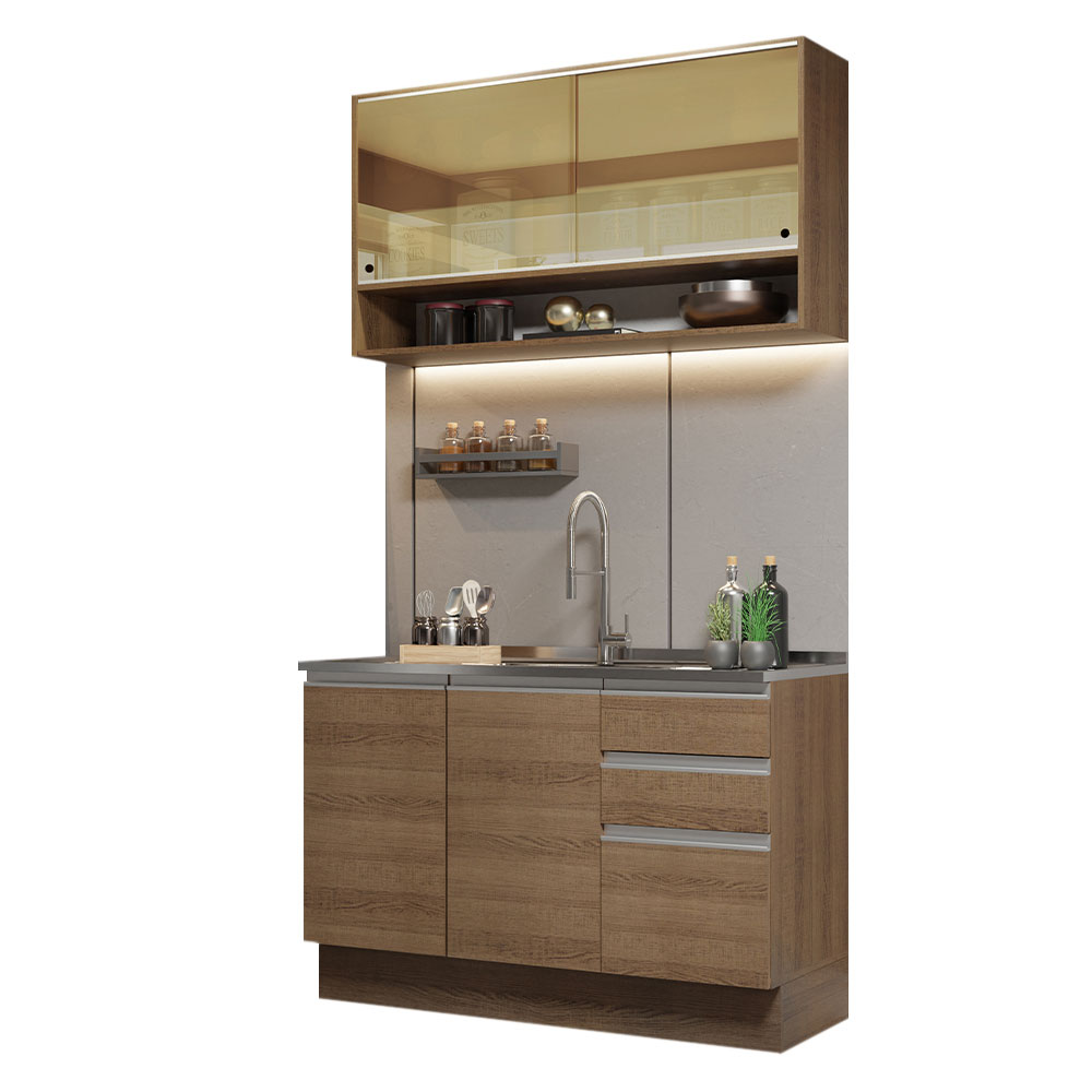 Mueble de Cocina Compacto 120 cm Marrón Glamy Madesa 02