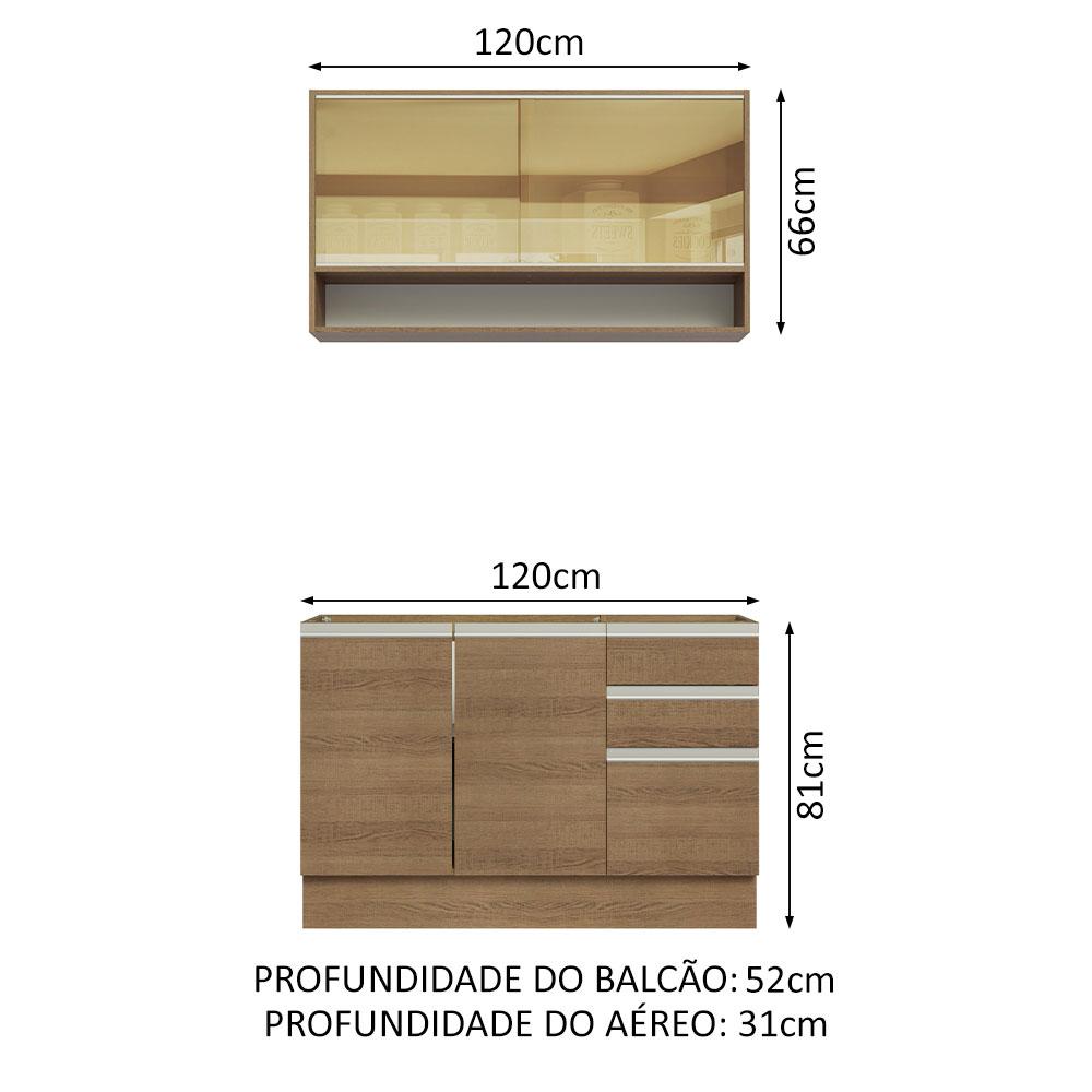 Foto 4 pulgar | Mueble de Cocina Compacto 120 cm Marrón Glamy Madesa 02