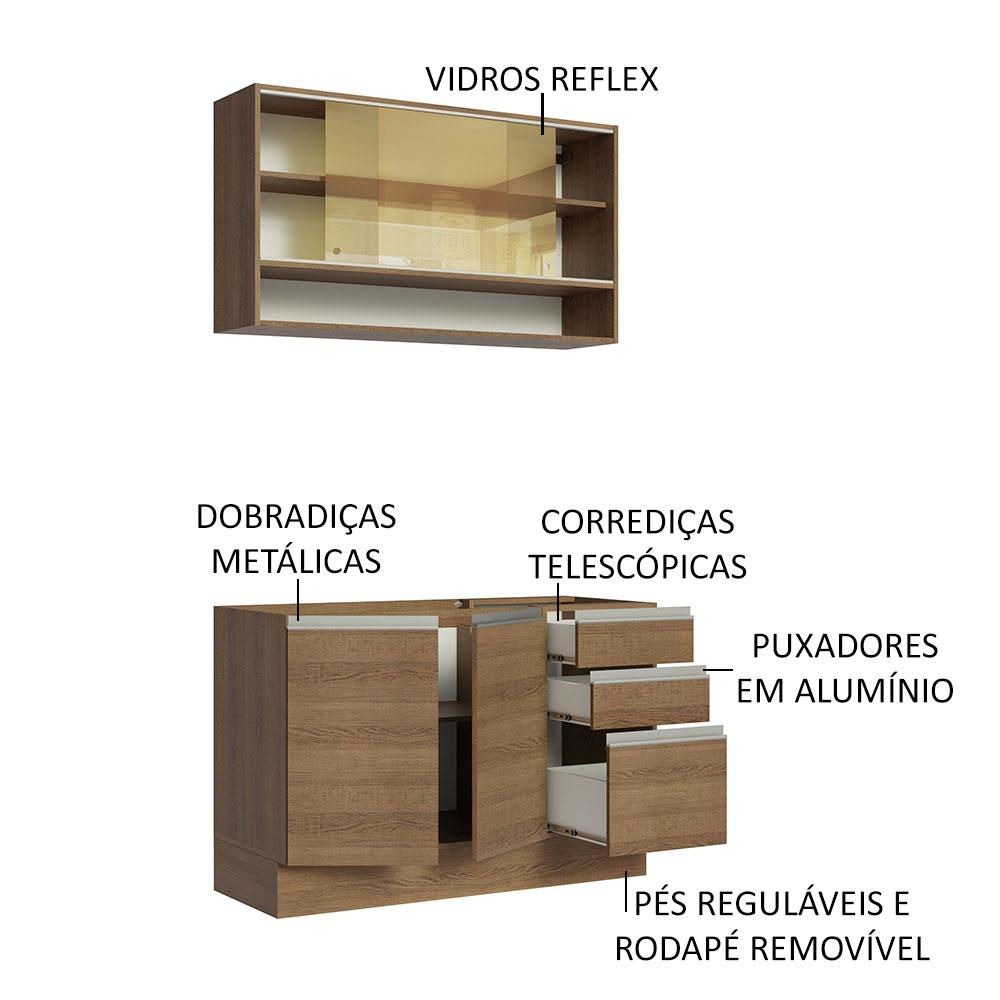 Foto 5 pulgar | Mueble de Cocina Compacto 120 cm Marrón Glamy Madesa 02