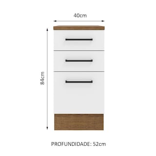 Foto 2 | Mueble de Cocina Madesa Agata 40 cm 3 Cajones Marrón