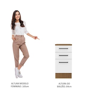 Foto 4 | Mueble de Cocina Madesa Agata 40 cm 3 Cajones Marrón