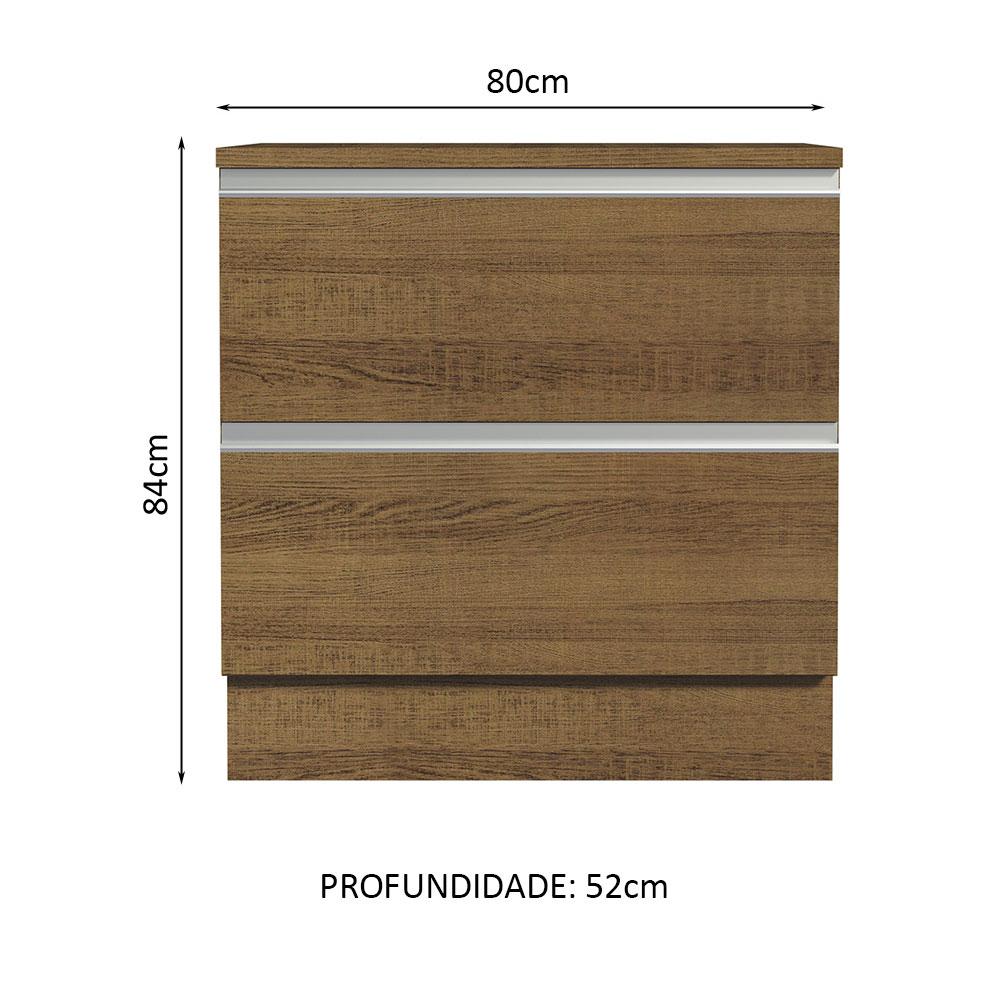 Foto 2 | Mueble De Cocina 80 Cm 2 Cajones Marrón Glamy Madesa