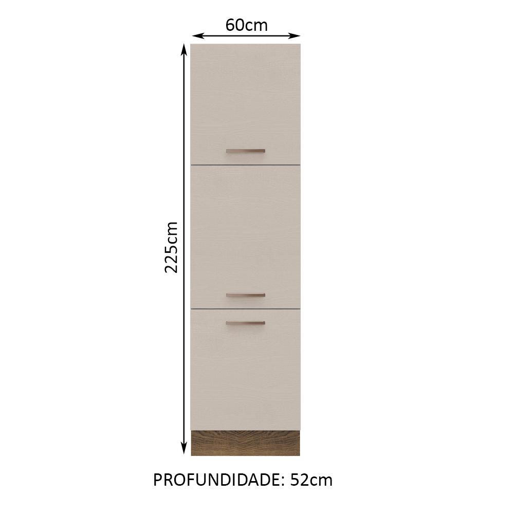 Foto 3 pulgar | Mueble De Cocina Organizador 60 Cm 3 Puertas Marrón/crema Agata Madesa