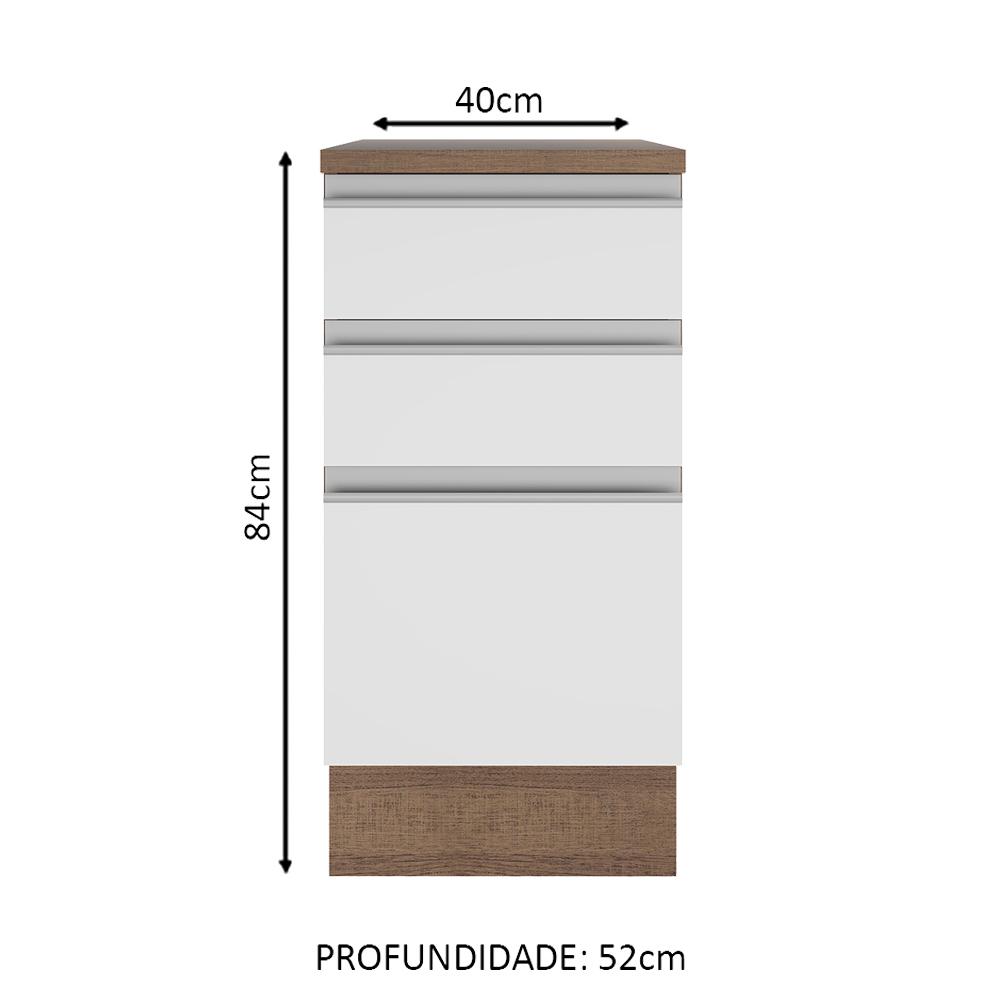 Foto 3 pulgar | Mueble de Cocina Madesa Glamy 40 cm 3 Cajones Marrón