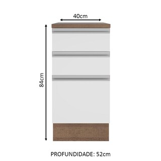 Foto 2 | Mueble de Cocina Madesa Glamy 40 cm 3 Cajones Marrón