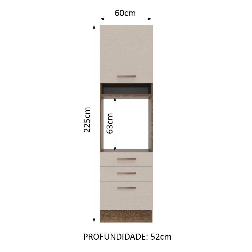 Foto 3 pulgar | Mueble De Cocina Para Horno 60 Cm 1 Puerta Y 3 Cajones Marrón/crema Agata Madesa