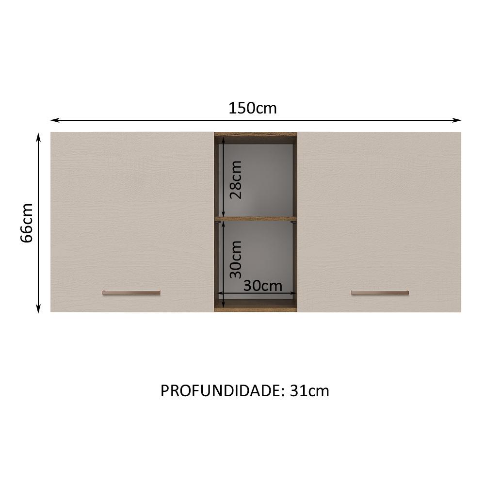 Foto 3 pulgar | Alacena 150 Cm 2 Puertas Y 2 Nichos Marrón/crema Agata Madesa