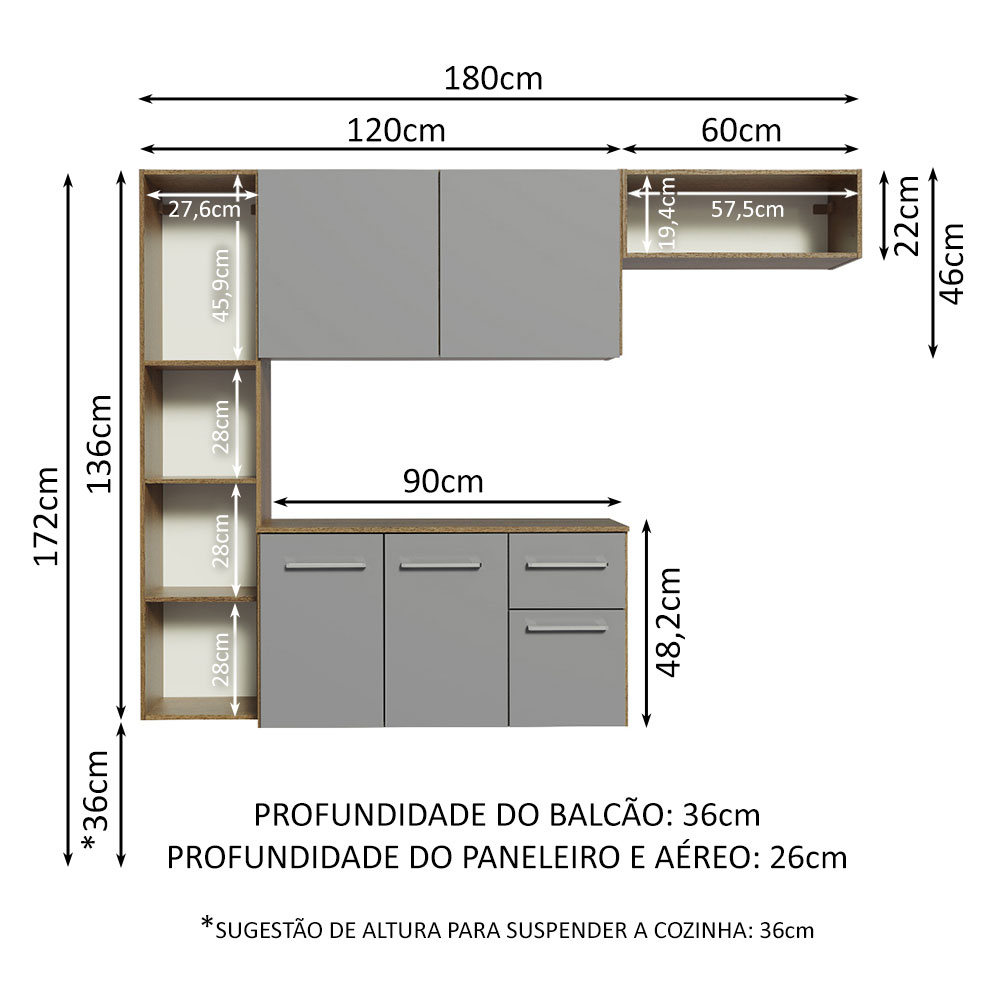 Foto 5 pulgar | Mueble de Cocina Compacto Madesa Easy Marrón