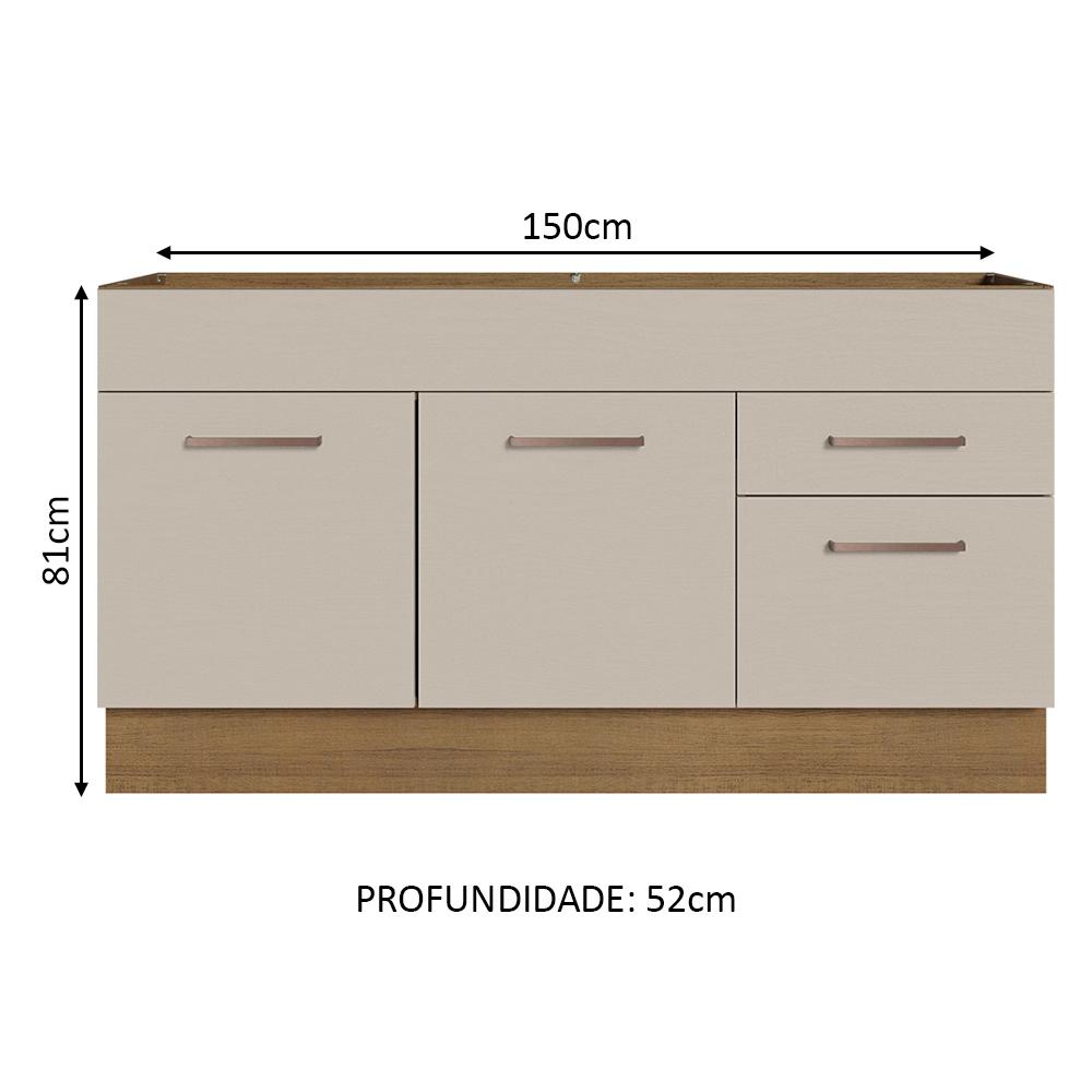 Foto 4 pulgar | Mueble de Cocina para Fregadero 150 cm 2 Puertas y 2 Cajones Madesa Agata Marrón