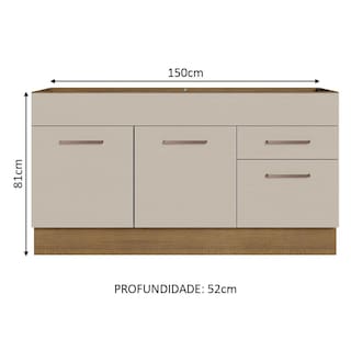 Foto 3 | Mueble de Cocina para Fregadero 150 cm 2 Puertas y 2 Cajones Madesa Agata Marrón
