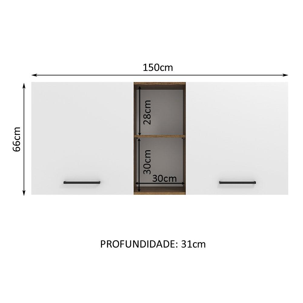 Foto 3 pulgar | Alacena Madesa Agata 150 cm 2 Puertas y 2 Nichos Marrón y Blanco