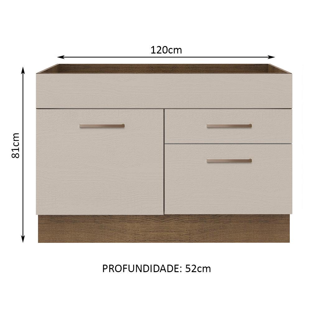 Foto 3 pulgar | Mueble de Cocina para Fregadero 1 Puerta y 2 Cajones Madesa Agata Marrón