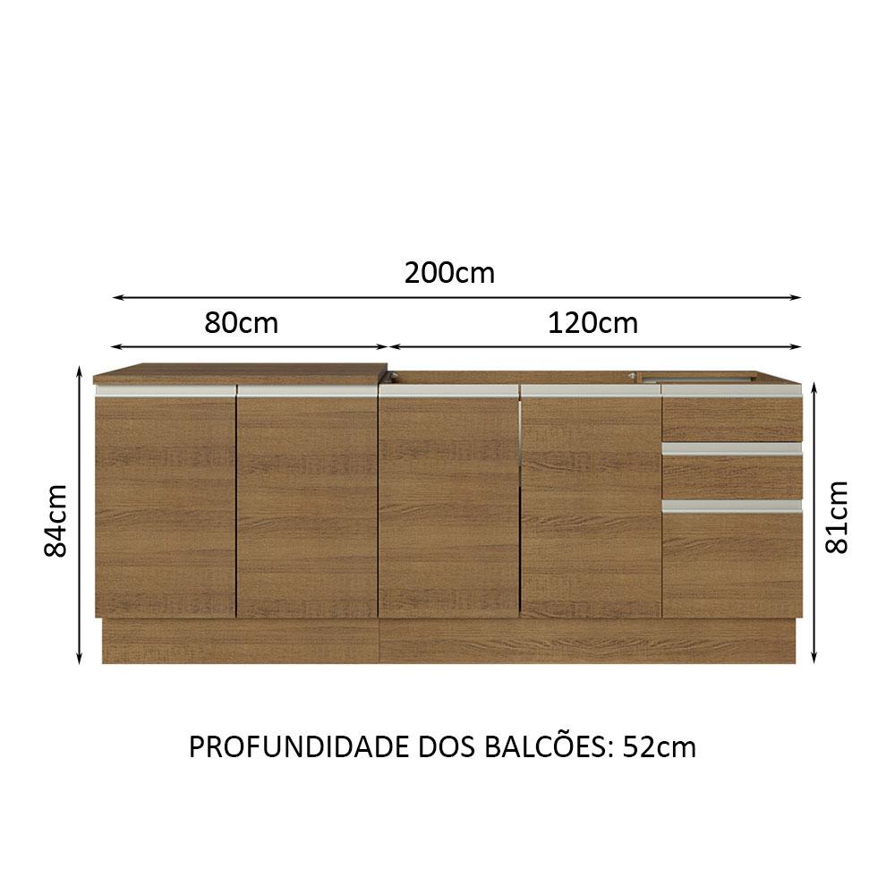 Foto 4 pulgar | 2 Muebles de Cocina Madesa Glamy Marrón 4 Puertas y 3 Cajones - sin Tablero ni Fregadero