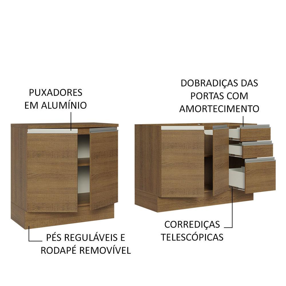 Foto 5 pulgar | 2 Muebles de Cocina Madesa Glamy Marrón 4 Puertas y 3 Cajones - sin Tablero ni Fregadero