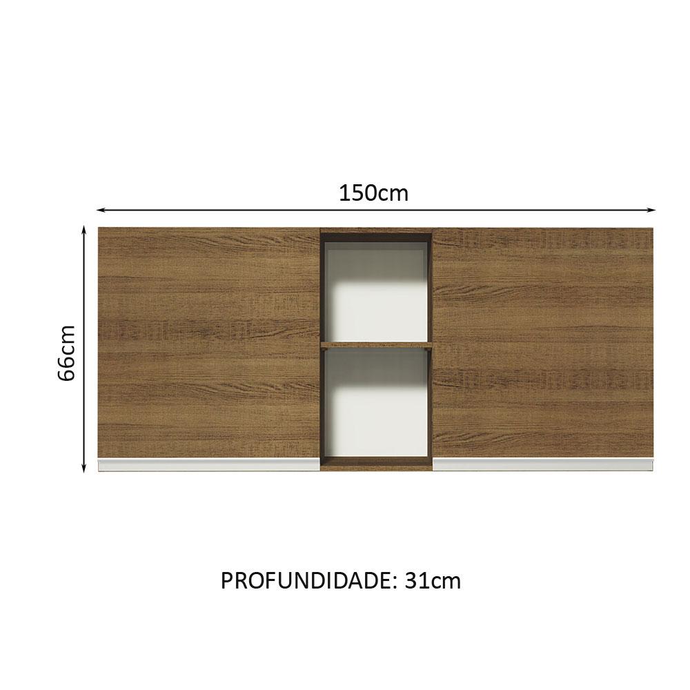 Foto 3 pulgar | Alacena Madesa Glamy 150 cm 2 Puertas y 2 Nichos Marrón