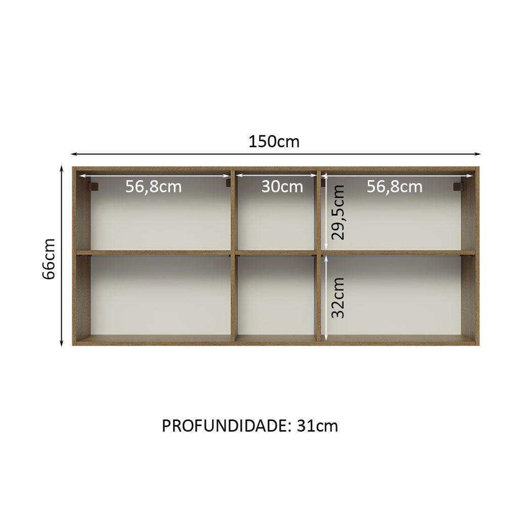 Foto 3 | Alacena Madesa Glamy 150 cm 2 Puertas y 2 Nichos Marrón