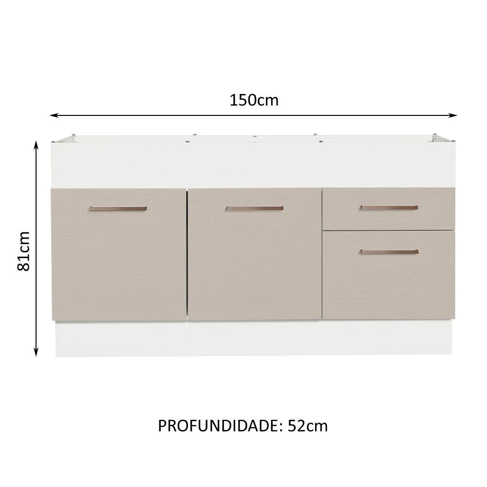 Foto 3 pulgar | Mueble de Cocina para Fregadero 150 cm 2 Puertas y 2 Cajones Madesa Agata Blanco