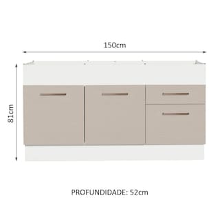 Foto 2 | Mueble de Cocina para Fregadero 150 cm 2 Puertas y 2 Cajones Madesa Agata Blanco