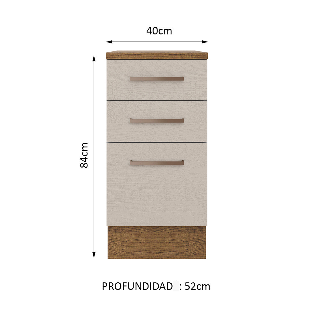 Foto 3 pulgar | Mueble para Cocina Madesa Ágata Marrón 3 Cajones