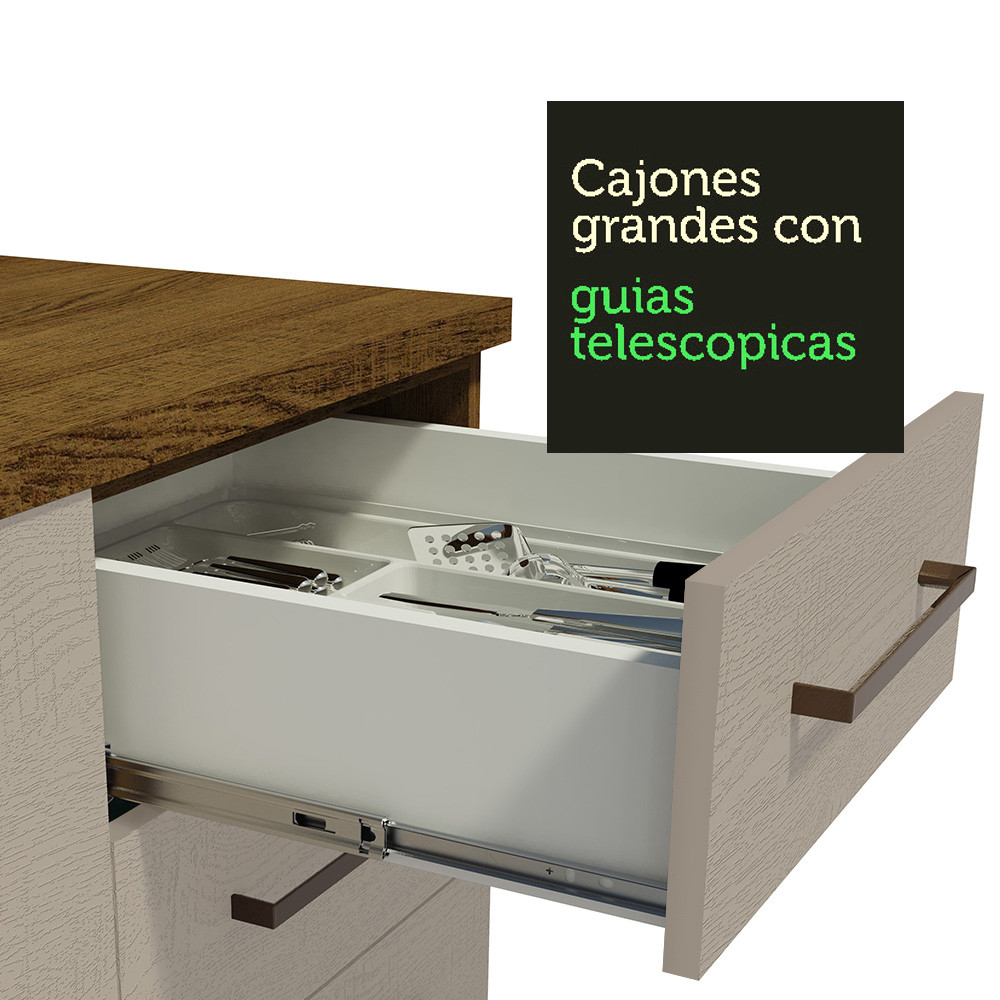 Foto 7 pulgar | Mueble para Cocina Madesa Ágata Marrón 3 Cajones