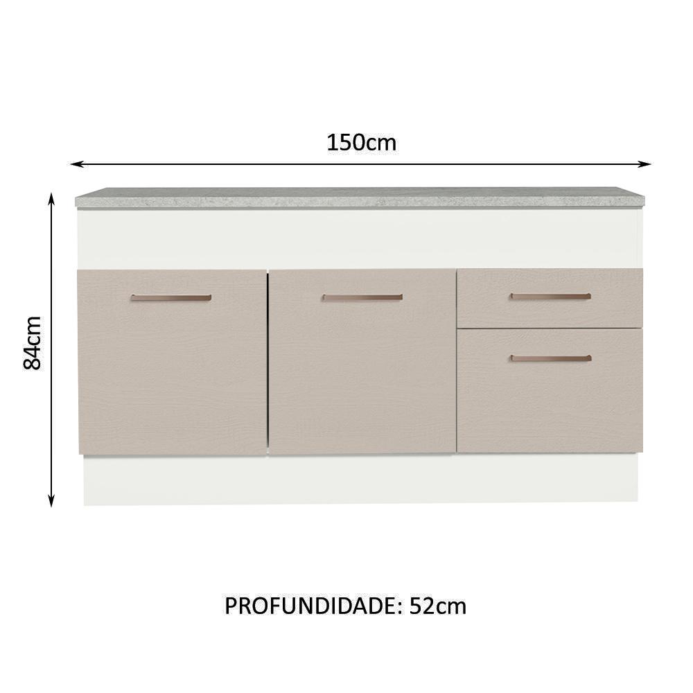 Foto 2 | Mueble de Cocina para Fregadero 150 cm 2 Puertas y 2 Cajones Madesa Agata Blanco