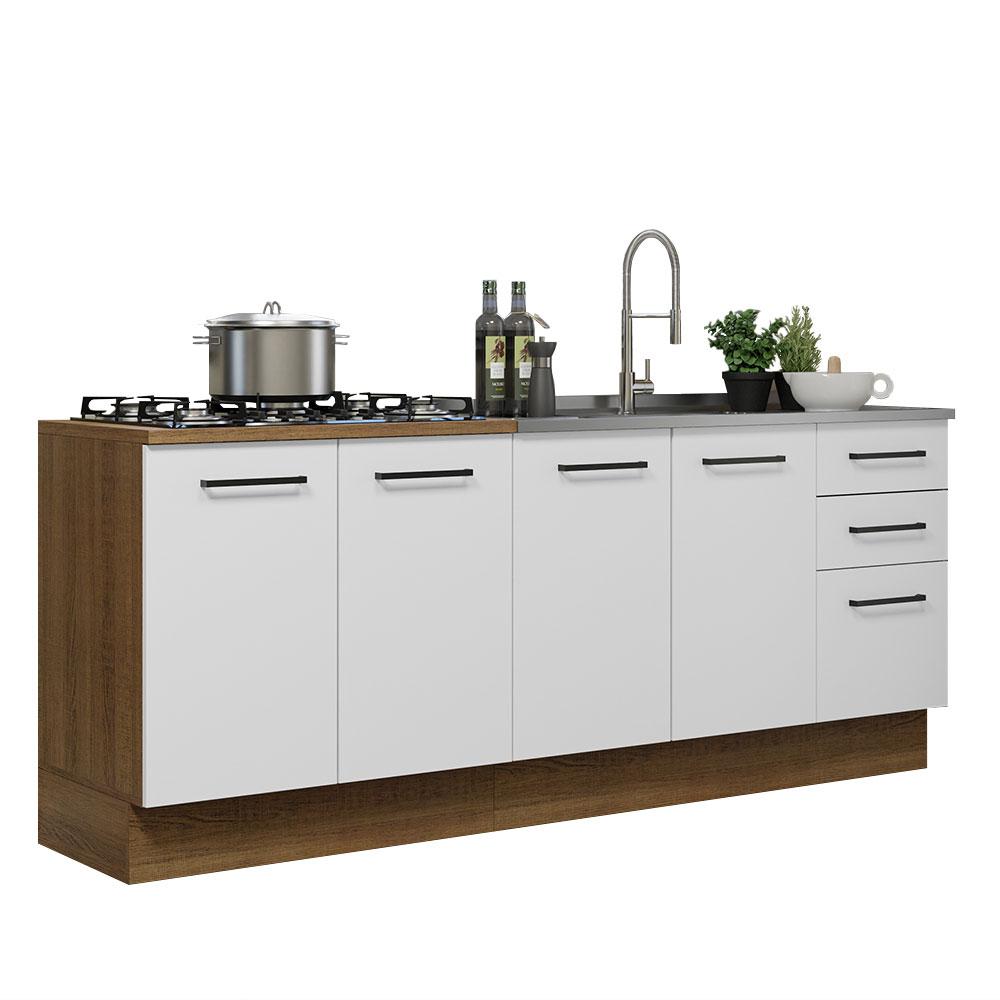 Muebles de Cocina Madesa Ágata Marrón con Blanco 3 Cajones y 4 Puertas - sin Tablero ni Fregadero