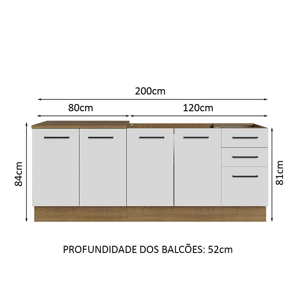 Foto 4 pulgar | Muebles de Cocina Madesa Ágata Marrón con Blanco 3 Cajones y 4 Puertas - sin Tablero ni Fregadero