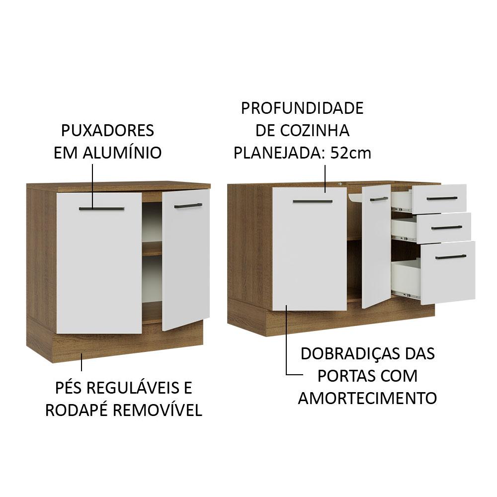 Foto 5 pulgar | Muebles de Cocina Madesa Ágata Marrón con Blanco 3 Cajones y 4 Puertas - sin Tablero ni Fregadero