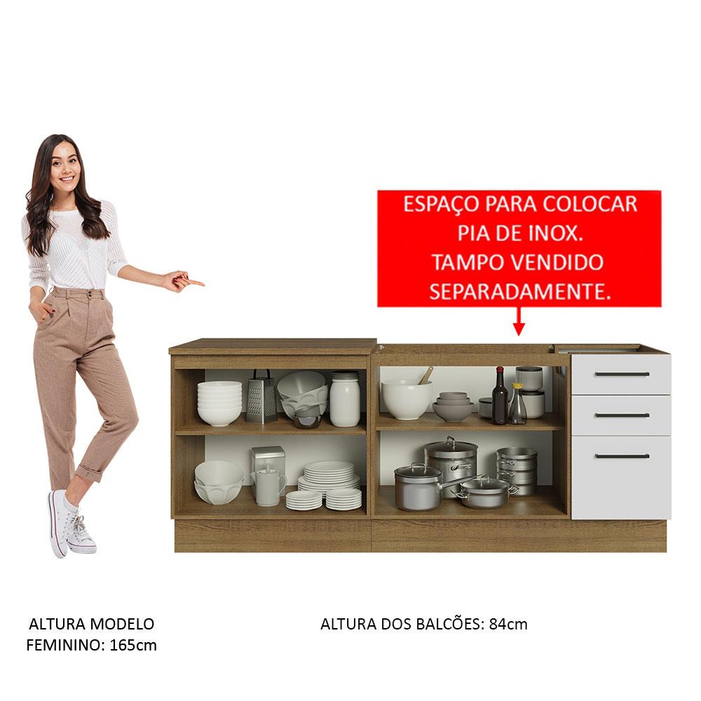 Foto 6 pulgar | Muebles de Cocina Madesa Ágata Marrón con Blanco 3 Cajones y 4 Puertas - sin Tablero ni Fregadero