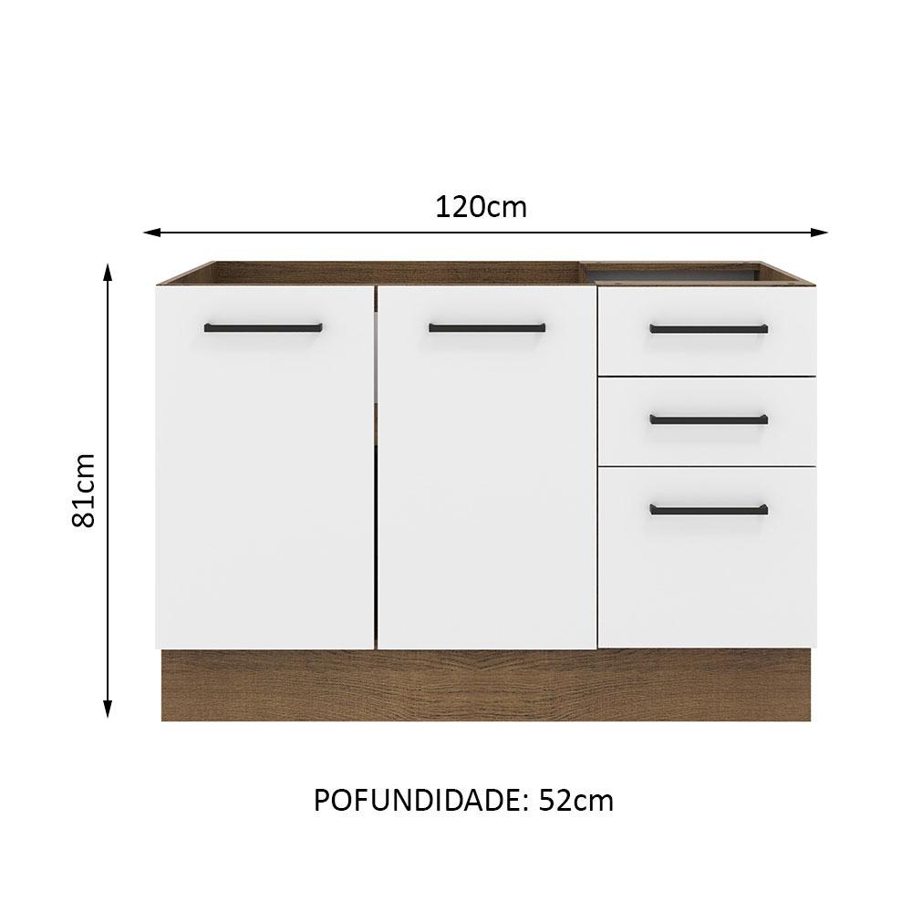 Foto 3 pulgar | Mueble de Cocina para Fregadero Madesa Agata 2 Puertas y 3 Cajones Marrón