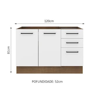 Foto 2 | Mueble de Cocina para Fregadero Madesa Agata 2 Puertas y 3 Cajones Marrón