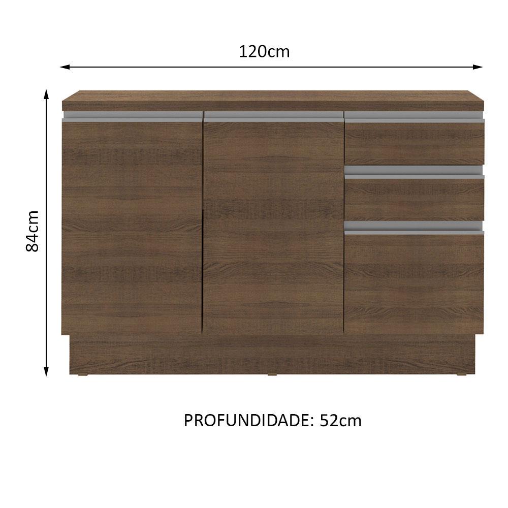 Foto 3 | Mueble de Cocina para Fregadero Madesa Glamy 120 cm 2 Puertas y 3 Cajones Marrón