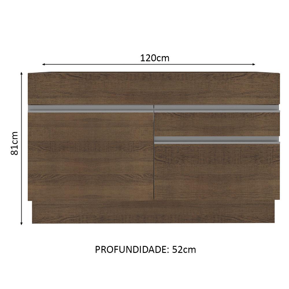 Foto 5 pulgar | Mueble De Cocina Para Fregadero Madesa Glamy 120 Cm 1 Puerta Y 2 Cajones (con Tablero) Marrón