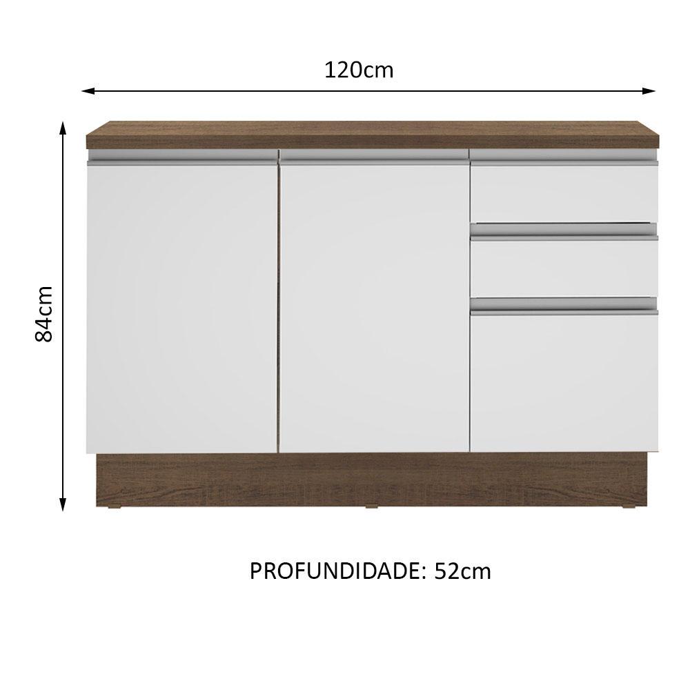 Foto 3 pulgar | Mueble de Cocina para Fregadero Madesa Glamy 120 Cm 2 Puertas Y 3 Cajones Blanco