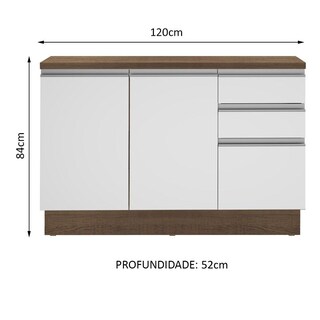 Foto 2 | Mueble de Cocina para Fregadero Madesa Glamy 120 Cm 2 Puertas Y 3 Cajones Blanco