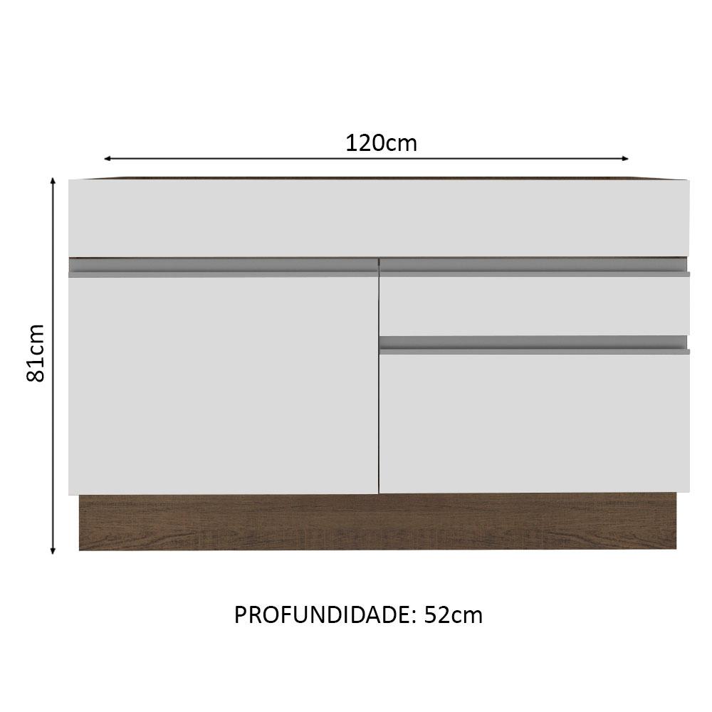 Foto 3 pulgar | Mueble de Cocina para Fregadero Madesa Glamy 120 Cm 1 Puerta y 2 Cajones Blanco