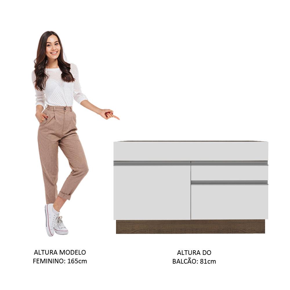 Foto 6 pulgar | Mueble de Cocina para Fregadero Madesa Glamy 120 Cm 1 Puerta y 2 Cajones Blanco