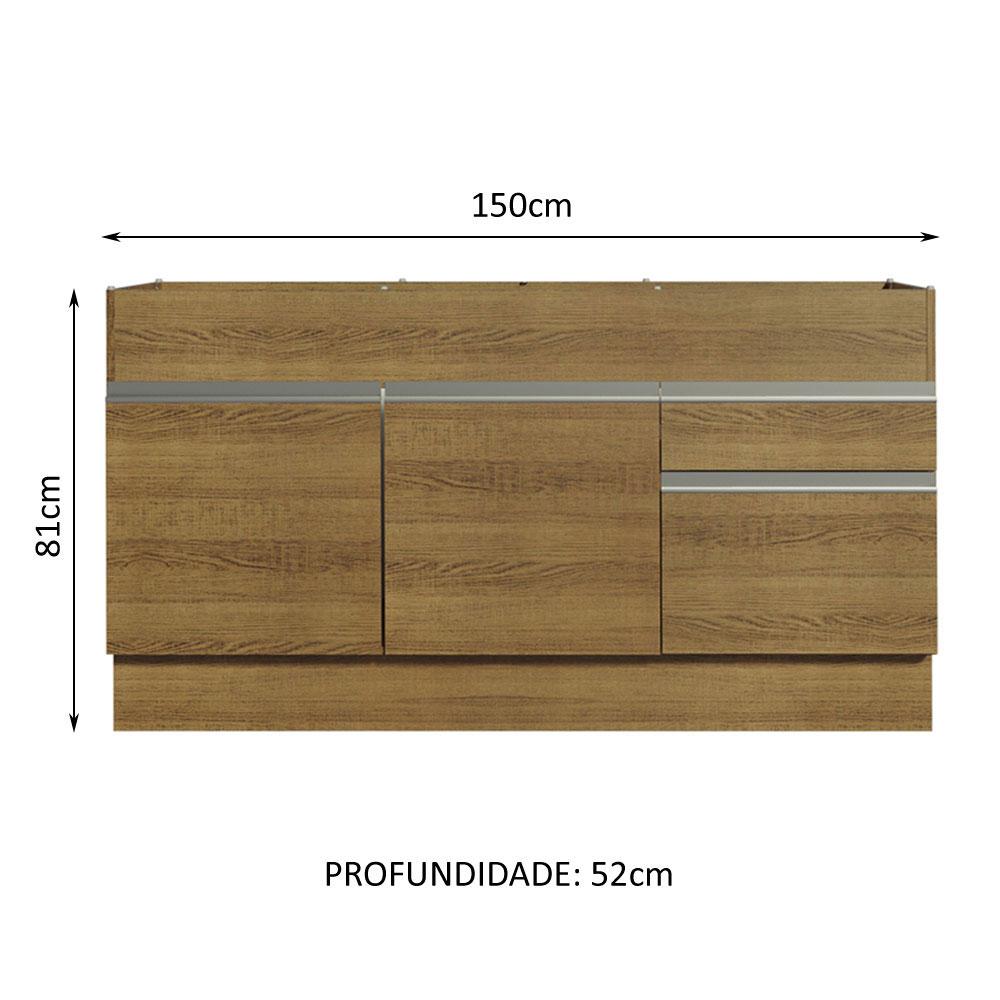 Foto 7 pulgar | Mueble de Cocina para Fregadero Madesa Glamy 150 Cm 2 Puertas y 2 Cajones Marrón