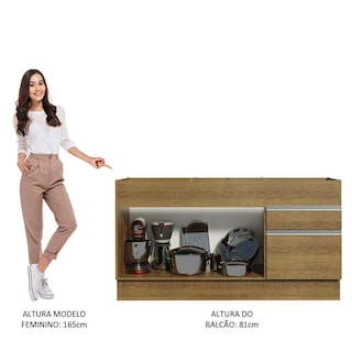 Foto 8 | Mueble de Cocina para Fregadero Madesa Glamy 150 Cm 2 Puertas y 2 Cajones Marrón