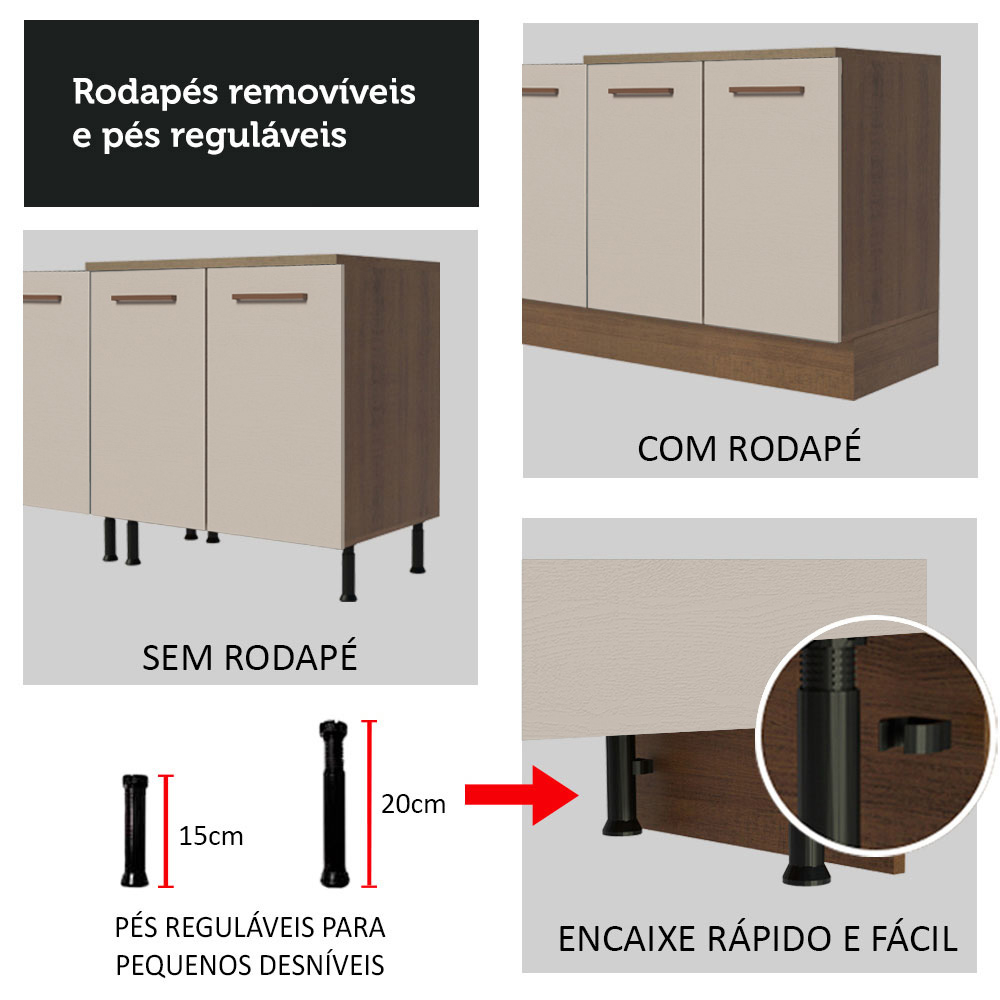 Foto 8 pulgar | Mueble de Cocina Madesa Ágata 120 x 60 cm 1 Puerta 2 Cajones sin Tablero