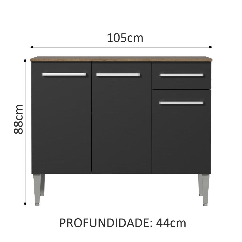 Foto 3 | Mueble Mostrador Madesa Emilly 3 Puertas Y 1 Cajón - Marron/negro