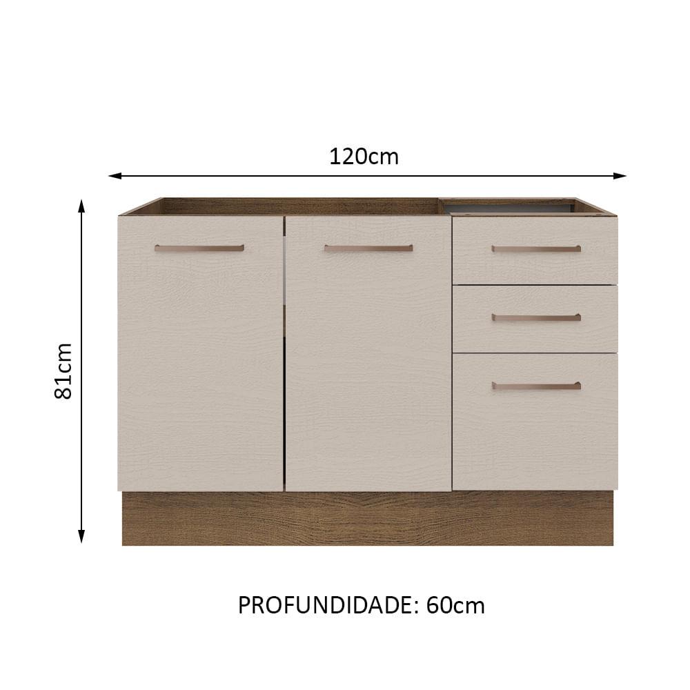 Foto 3 pulgar | Mueble de Cocina 120 x 60 cm 2 Puertas y 3 Cajones sin Tablero Agata Madesa