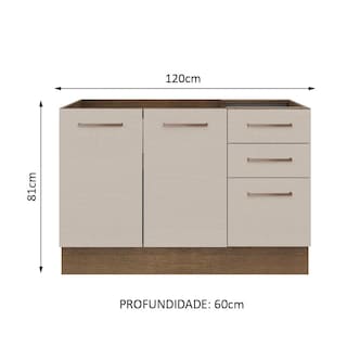Foto 2 | Mueble de Cocina 120 x 60 cm 2 Puertas y 3 Cajones sin Tablero Agata Madesa
