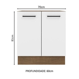 Foto 2 | Mueble de Cocina Madesa Agata 70 x 60 cm 2 Puertas sin Tablero Marrón y Blanco