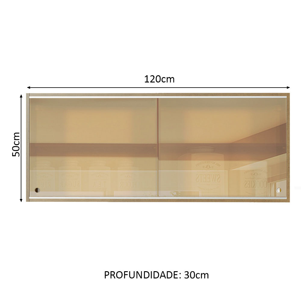 Foto 7 pulgar | Alacena de Cocina Madesa Glamy 120 cm 2 Puertas Corredizas de Cristal Reflex