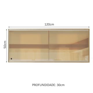 Foto 6 | Alacena de Cocina Madesa Glamy 120 cm 2 Puertas Corredizas de Cristal Reflex