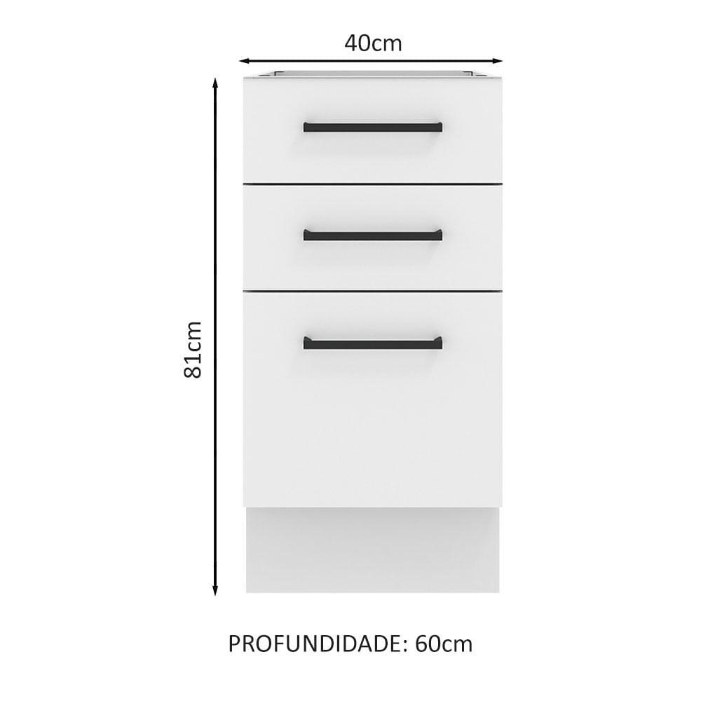 Foto 3 pulgar | Mueble de Cocina Agata Madesa 40 x 60 cm 3 Cajones sin Tablero