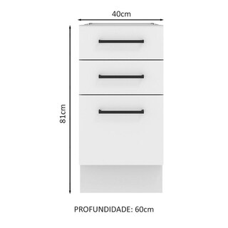 Foto 2 | Mueble de Cocina Agata Madesa 40 x 60 cm 3 Cajones sin Tablero